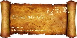 Örsi Máté névjegykártya